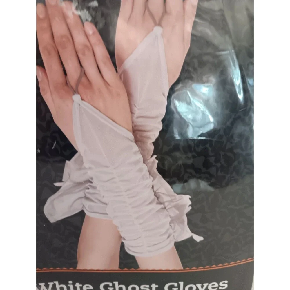 Goth Punk Fingerless Gloves  Halloween Ghost Party Renaissance NIP